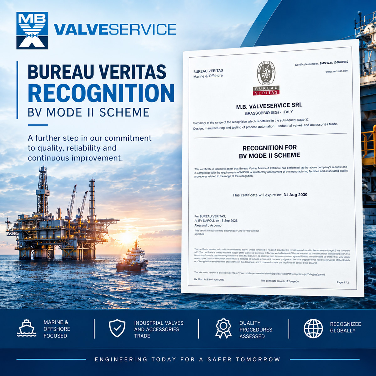 MB Valveservice Achieves Bureau Veritas Recognition